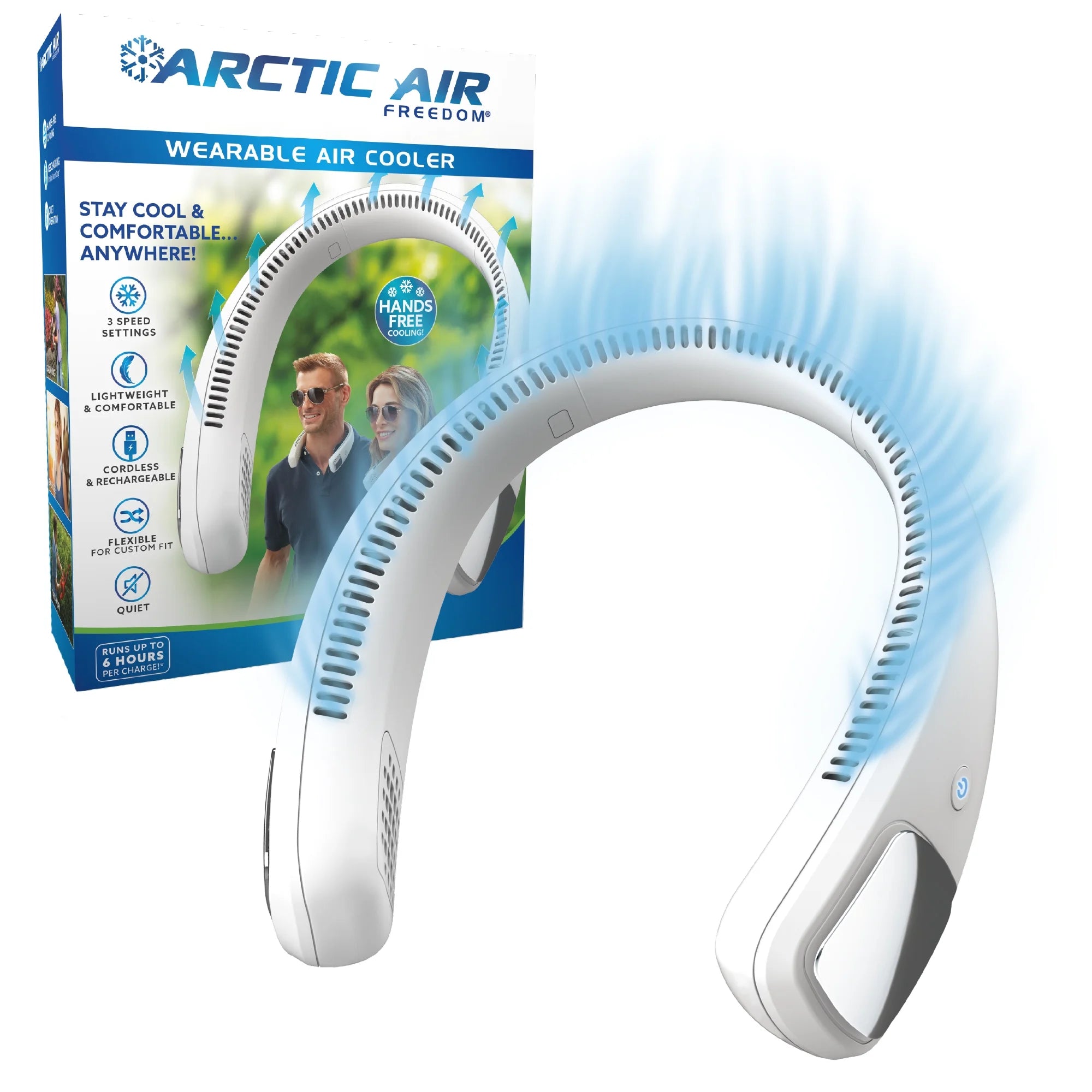 Freedom Neck Cooler, Portable Neck Fan with 3 Fan Speeds, USB Charging, 6-Hour Battery