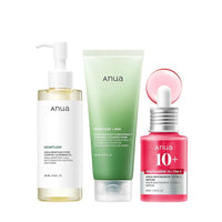 Anua 3-Step Glass Skin Beginner Set, Double Cleansing with Facial Serum, Oil Cleanser & Face Wash with Heartleaf, Daily Routine with Niacinamide, Korean Skincare Set