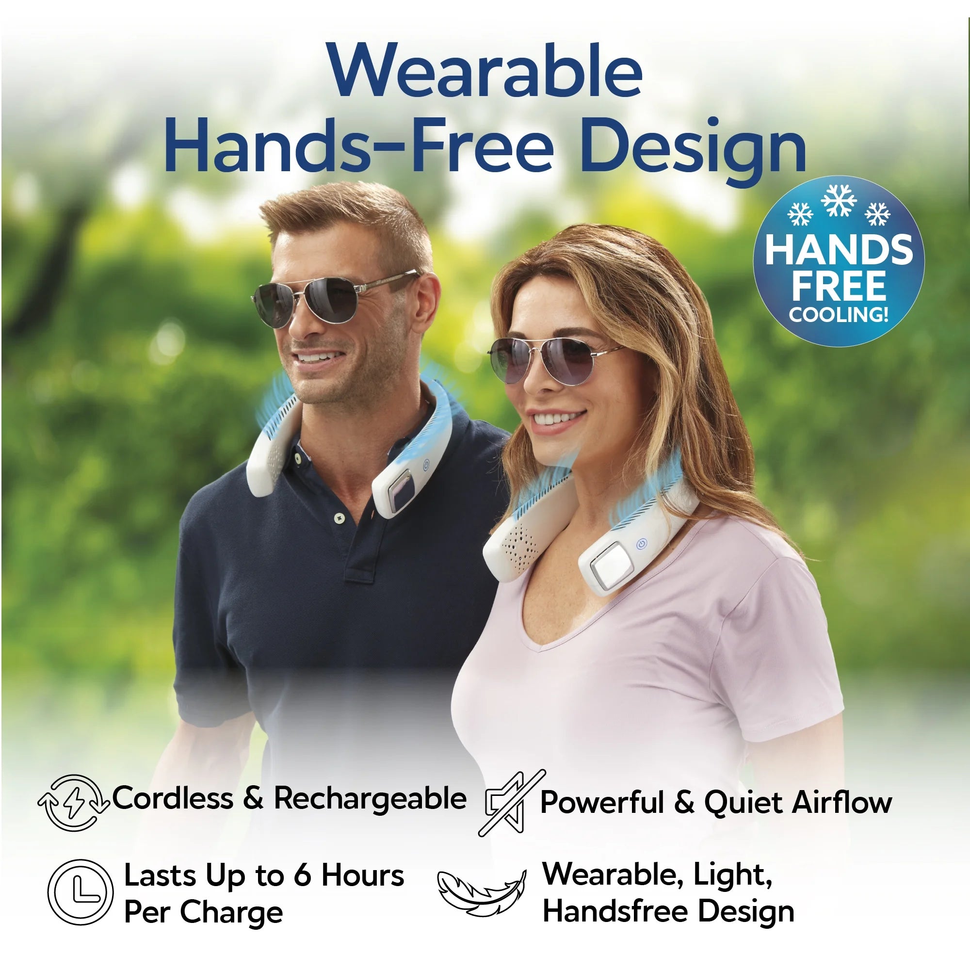 Freedom Neck Cooler, Portable Neck Fan with 3 Fan Speeds, USB Charging, 6-Hour Battery