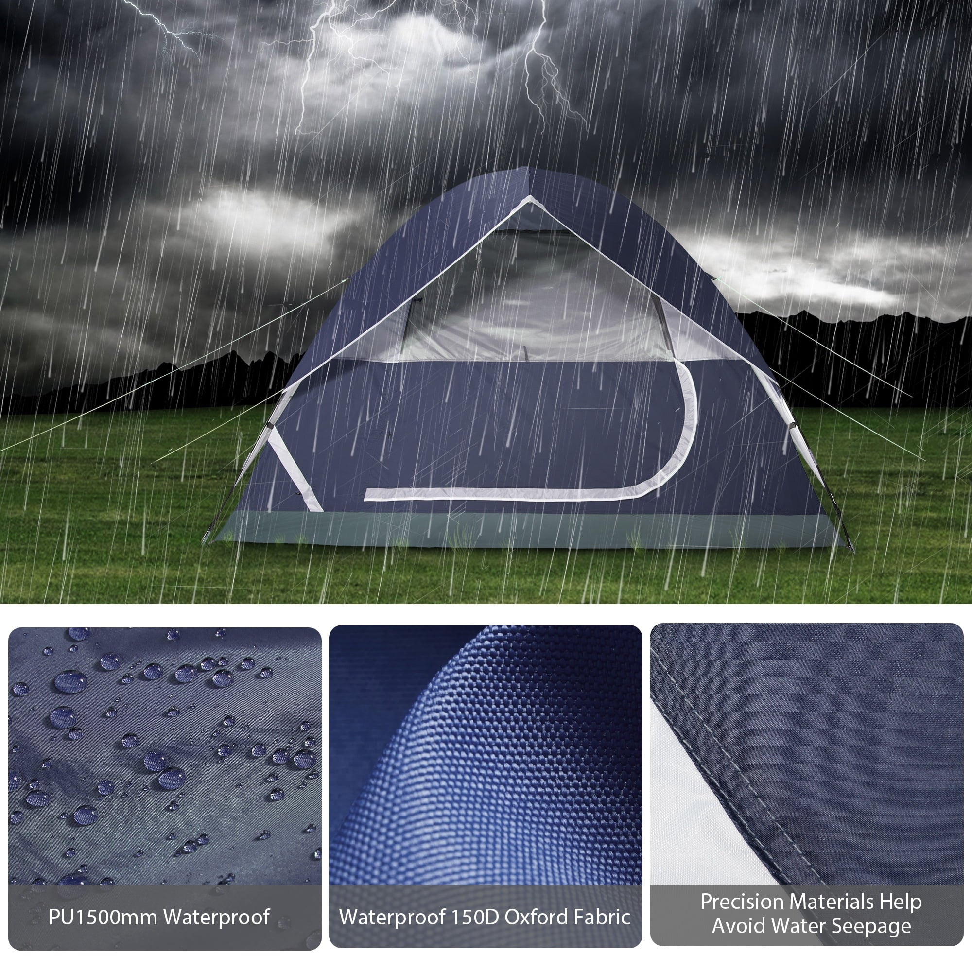 Camping Tent Waterproof 5-6 Person Tent for Camping Outdoor Backpacking Tents Lightweight Dome Tent Windproof Emergency Tent Easy up Tents with Carry Bag