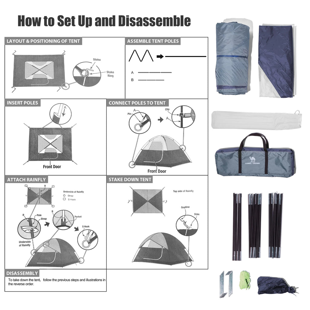 Camping Tent Waterproof 5-6 Person Tent for Camping Outdoor Backpacking Tents Lightweight Dome Tent Windproof Emergency Tent Easy up Tents with Carry Bag