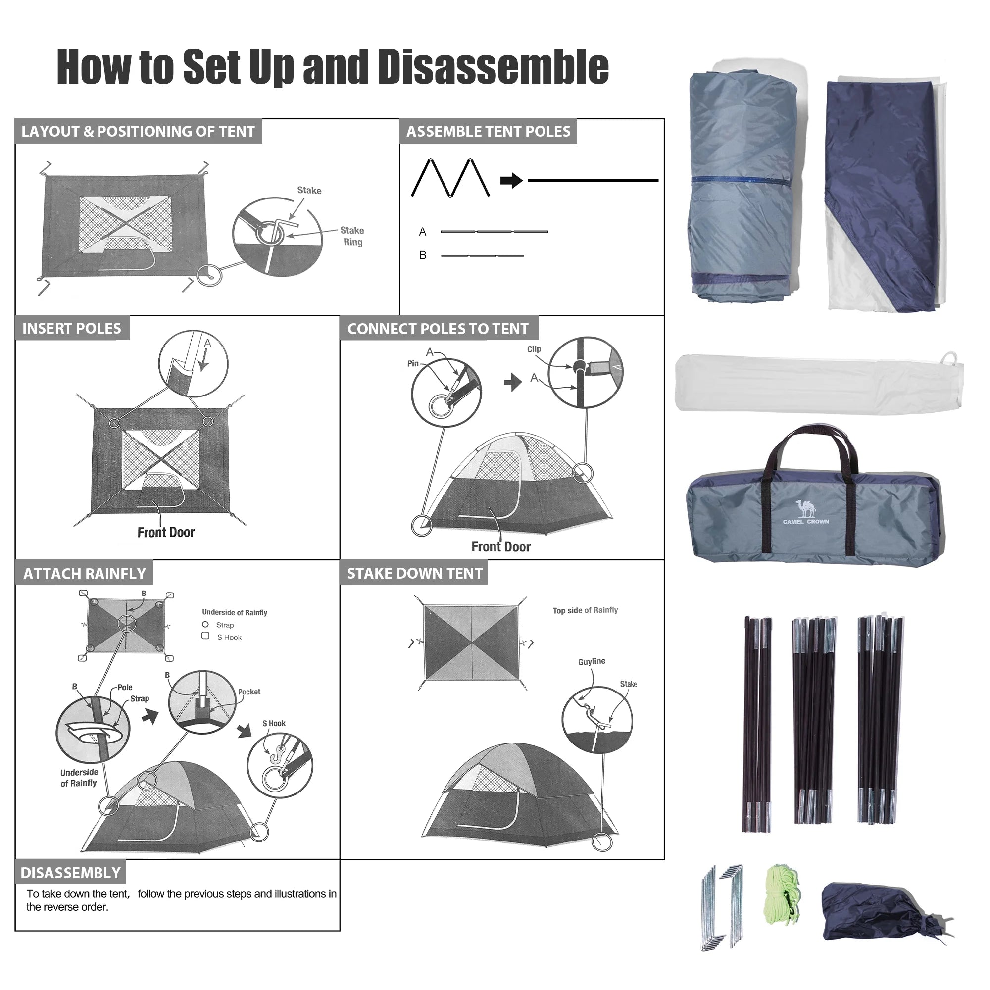 Camping Tent Waterproof 5-6 Person Tent for Camping Outdoor Backpacking Tents Lightweight Dome Tent Windproof Emergency Tent Easy up Tents with Carry Bag
