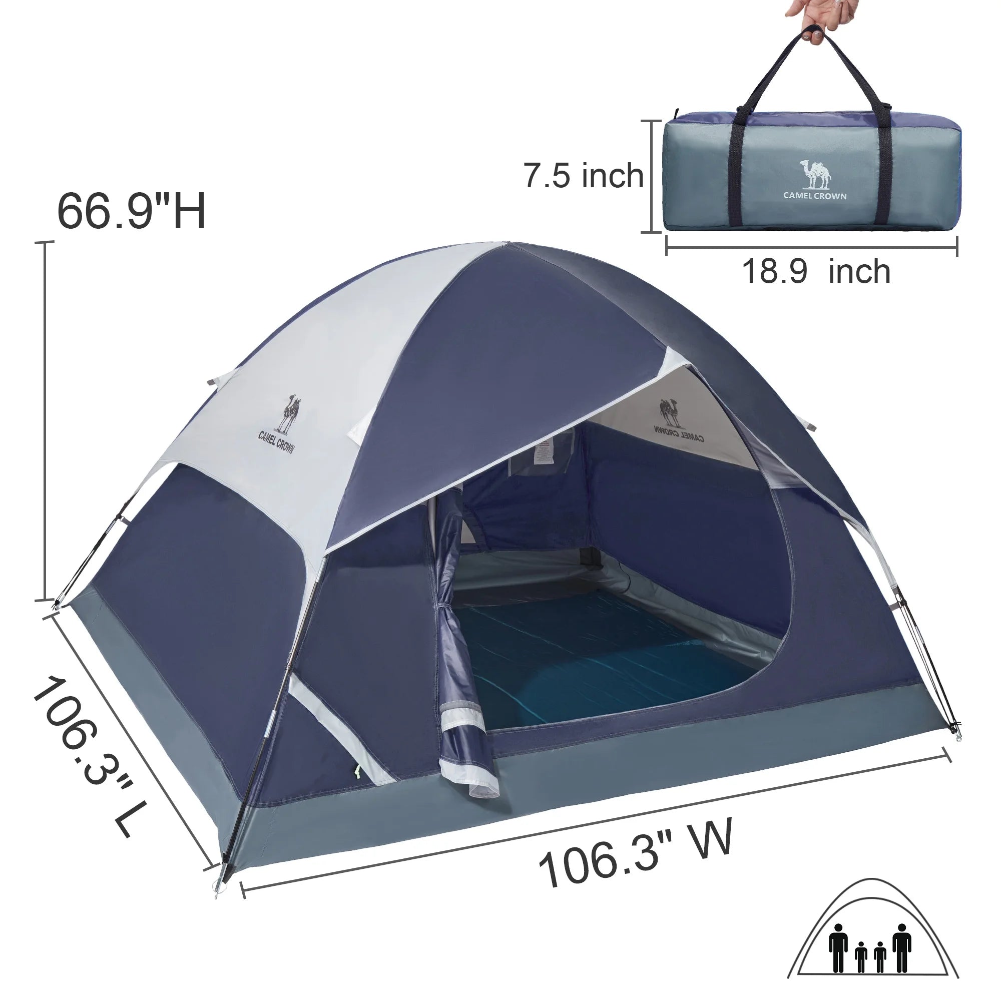 Camping Tent Waterproof 5-6 Person Tent for Camping Outdoor Backpacking Tents Lightweight Dome Tent Windproof Emergency Tent Easy up Tents with Carry Bag