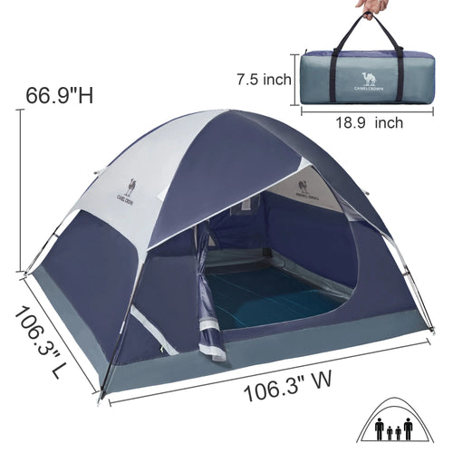 Camping Tent Waterproof 5-6 Person Tent for Camping Outdoor Backpacking Tents Lightweight Dome Tent Windproof Emergency Tent Easy up Tents with Carry Bag